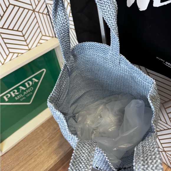 Prada Milano Mini Canvas Tote / Mini Shopper - Blue Woven Fabric - Picture 5 of 6